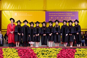 Graduates being blessed and congratulated by Faculty member