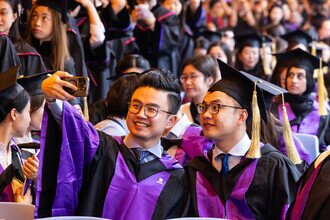 Joyful graduates celebrating their academic achievements 